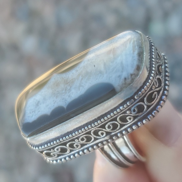 New Overzized Solar Quartz Agate 925 Silver Ring. - Picture 11 of 12